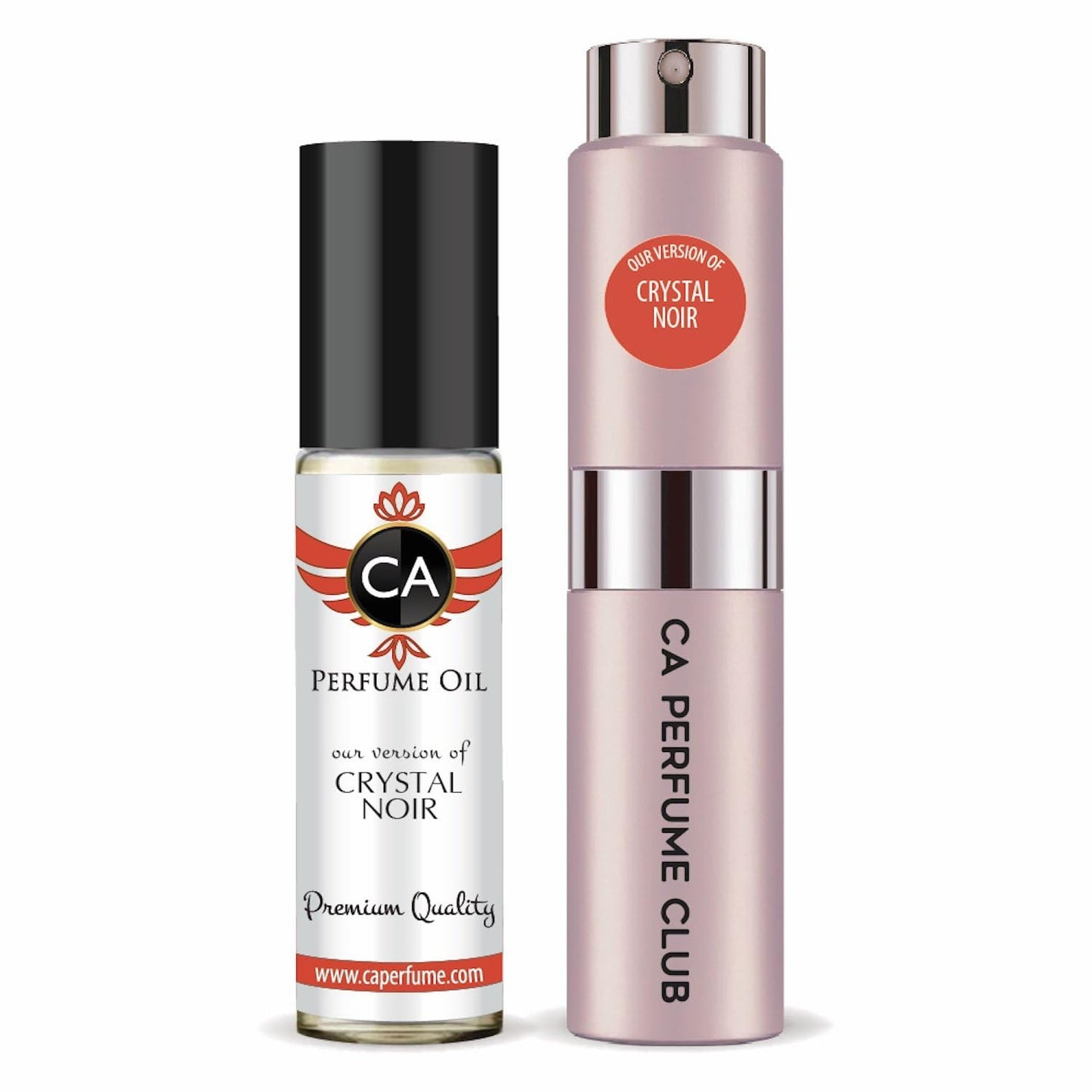 CA Perfume Duo Impression of Crystal Noir For Women Perfume Layering Set Long Lasting Travel Size EDP + Body Oil Roll-On Bottle 0.27 Fl Oz+0.33 Fl Oz