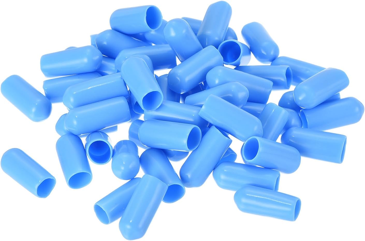 uxcell 50pcs Rubber End Caps 6mm(1/4 inch) ID Vinyl Round Tube Bolt Cap Cover Screw Thread Protectors Light Blue