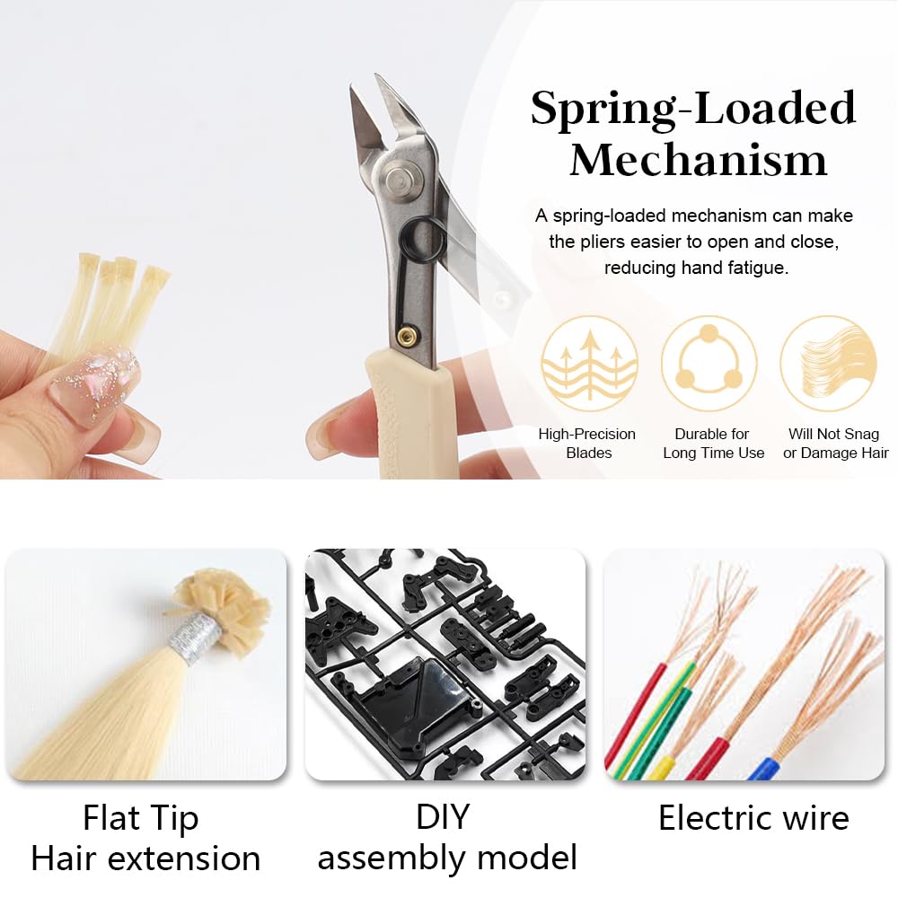Hair Extension Pliers with Silicone Handle Anti-slip Keratin Bond Cutters for Pre-bonded Extensions K-Tip Extensions Electrical Wire Cable Cutters Wire Flush Cutters Wire Clippers Nippers