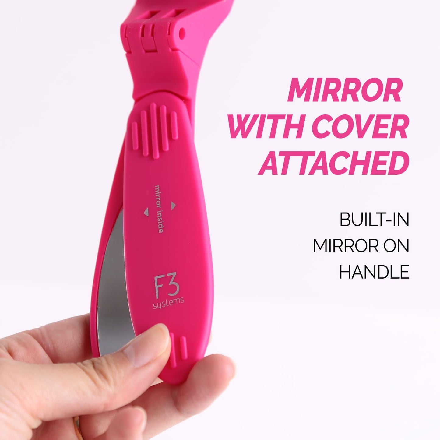 Compact Folding Hair Brush with Mirror - Detangling Comb for Adults & Kids, Portable for Travel & Storage, Wet & Dry Hair