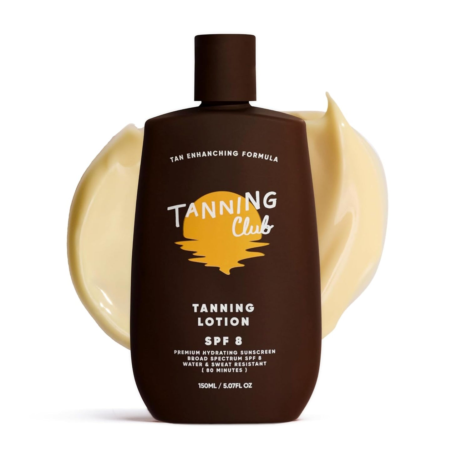 Tanning Club - Tanning Lotion SPF 8 - Hydrating Sun Care with Beta-Carotene, Green Tea, and Aloe - Water and Sweat Resistant (80 Minutes) - 150 ml