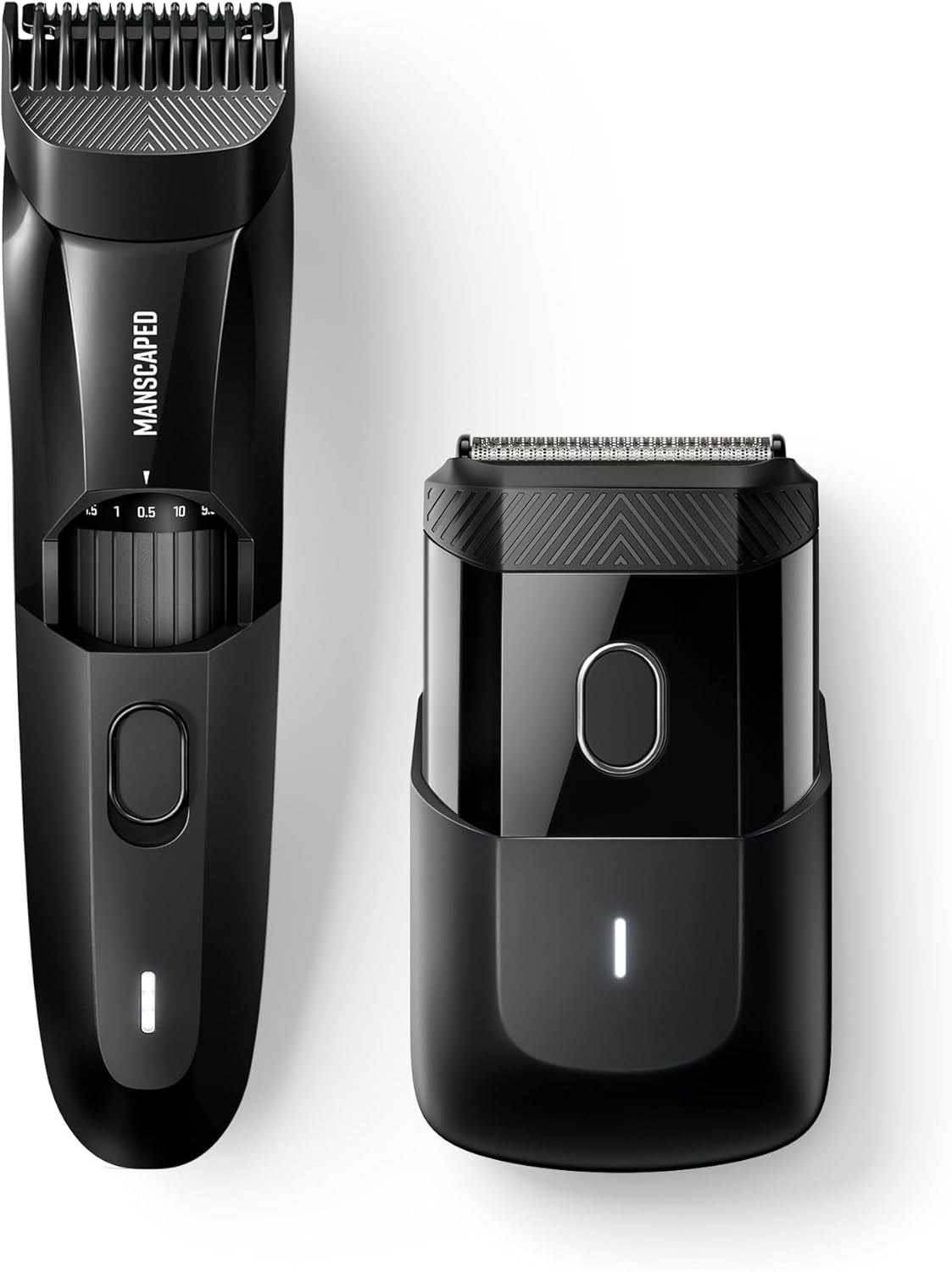 MANSCAPED® The Beard Hedger® Premium Men's Beard Trimmer & The Handyman™ Compact Electric Foil Face Shaver with Long-Hair Leveler & Foil Blades