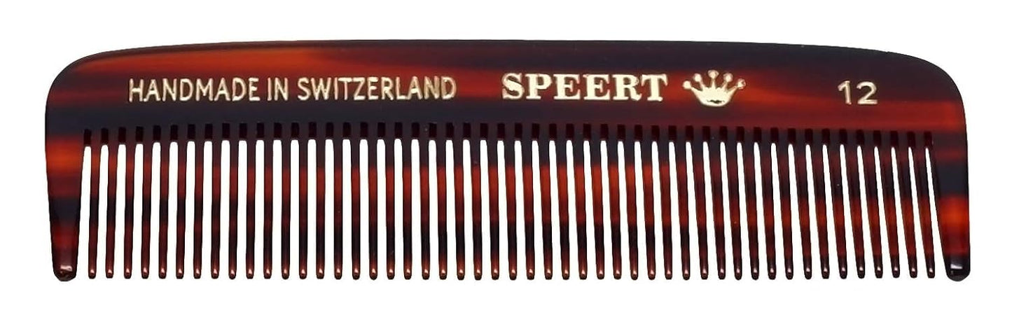 #12 Handmade Narrow Tooth Comb Tortoise Havana Acetate Fine Straight Thin Detangling Parting Grooming Teasing Hair Styling Hairdresser Barber Hairdressing Wet Dry Pocket Travel Women Men Kids