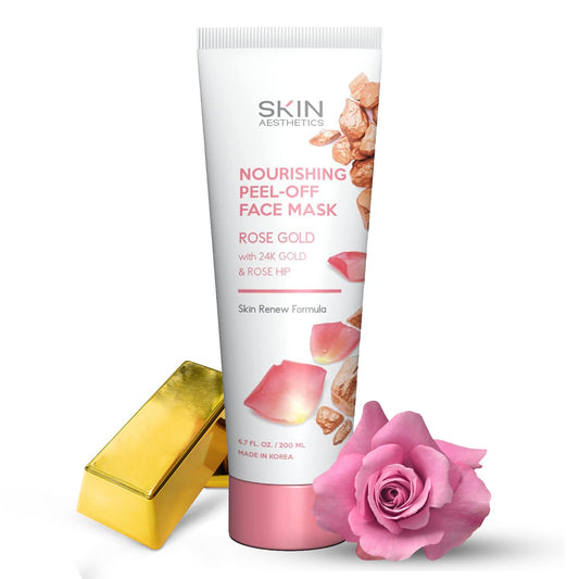 Rose Gold Peel-Off Face Mask - Unclogs Pores, Removes Oil & Dirt, Tightens Skin, Blackhead Remover - Dermatologist Tested Korean Skincare - Clean Beauty, Cruelty-Free - 6.7 Fl oz