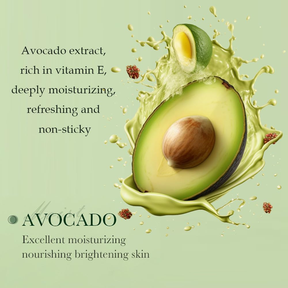 7pcs Avocado Skincare Kit, Skin Care Gift Set with Facial Cleanser, Toner, Lotion, Face Serum, Face Cream, Eye Cream, Lip Balm For Hydrating Skin Anti-Aging Skin For Women Teen Girls (7 Count)