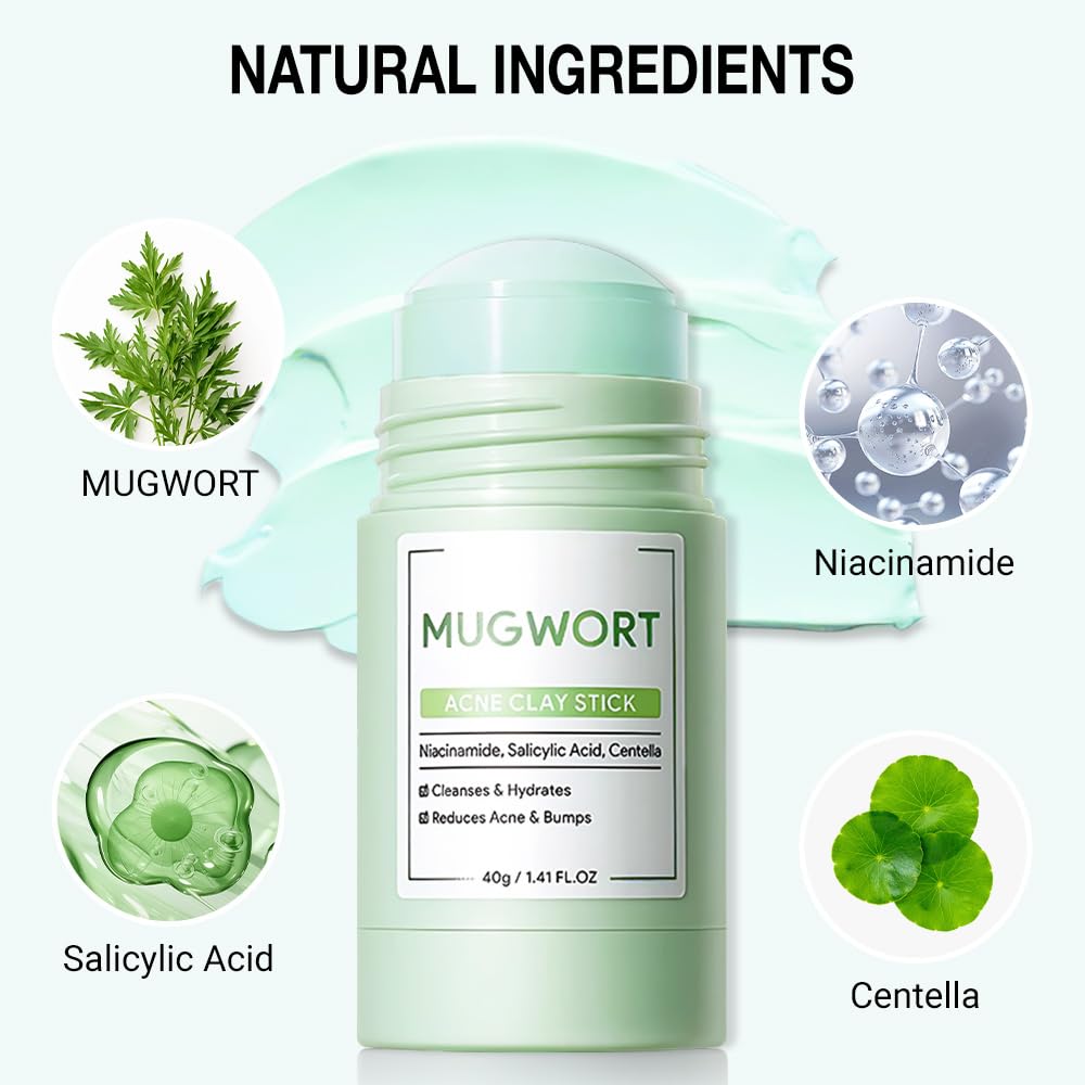 Clay Mask For Face Skincare, Blackhead Remover Face Mask with Mugwort Extract, Deep Pore Cleansing, Moisturizing, Skincare Facial Mask for Refining Pores and Controlling Oil, 40g/1.35oz
