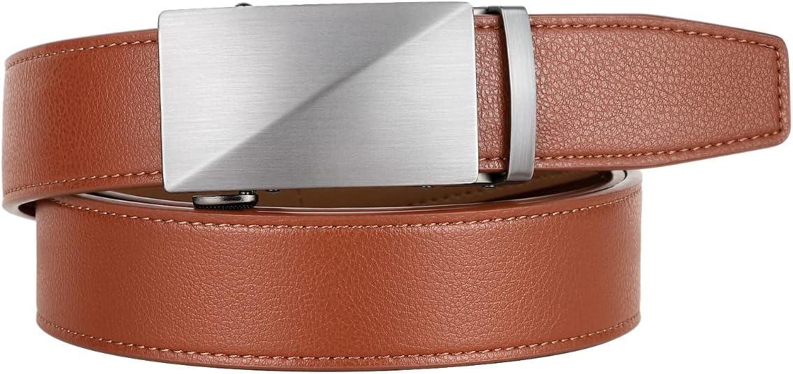 Zitahli Belt Men, Ratchet Belt Dress with 1 3/8" Premium Leather,Slide Belt with Easier Adjustable Automatic Buckle