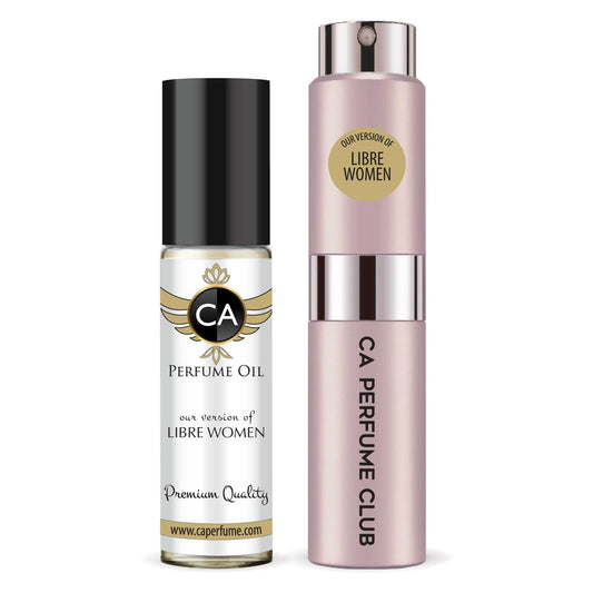 CA Perfume Duo Impression of Libre Women For Women Perfume Layering Set Long Lasting Travel Size EDP + Body Oil Roll-On Bottle 0.27 Fl Oz+0.33 Fl Oz