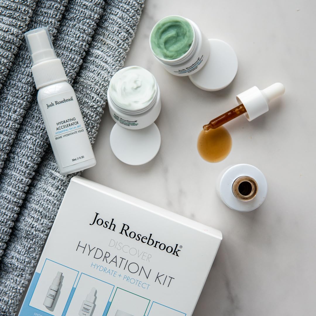 Josh Rosebrook Hydration Kit - Hydrate + Protect - Hydrating Accelerator 30mL, Hydration Boost Concentrate 15mL, Vital Balm Cream 10mL, Advanced Hydration Mask 10mL - Travel Size Skin Care Set