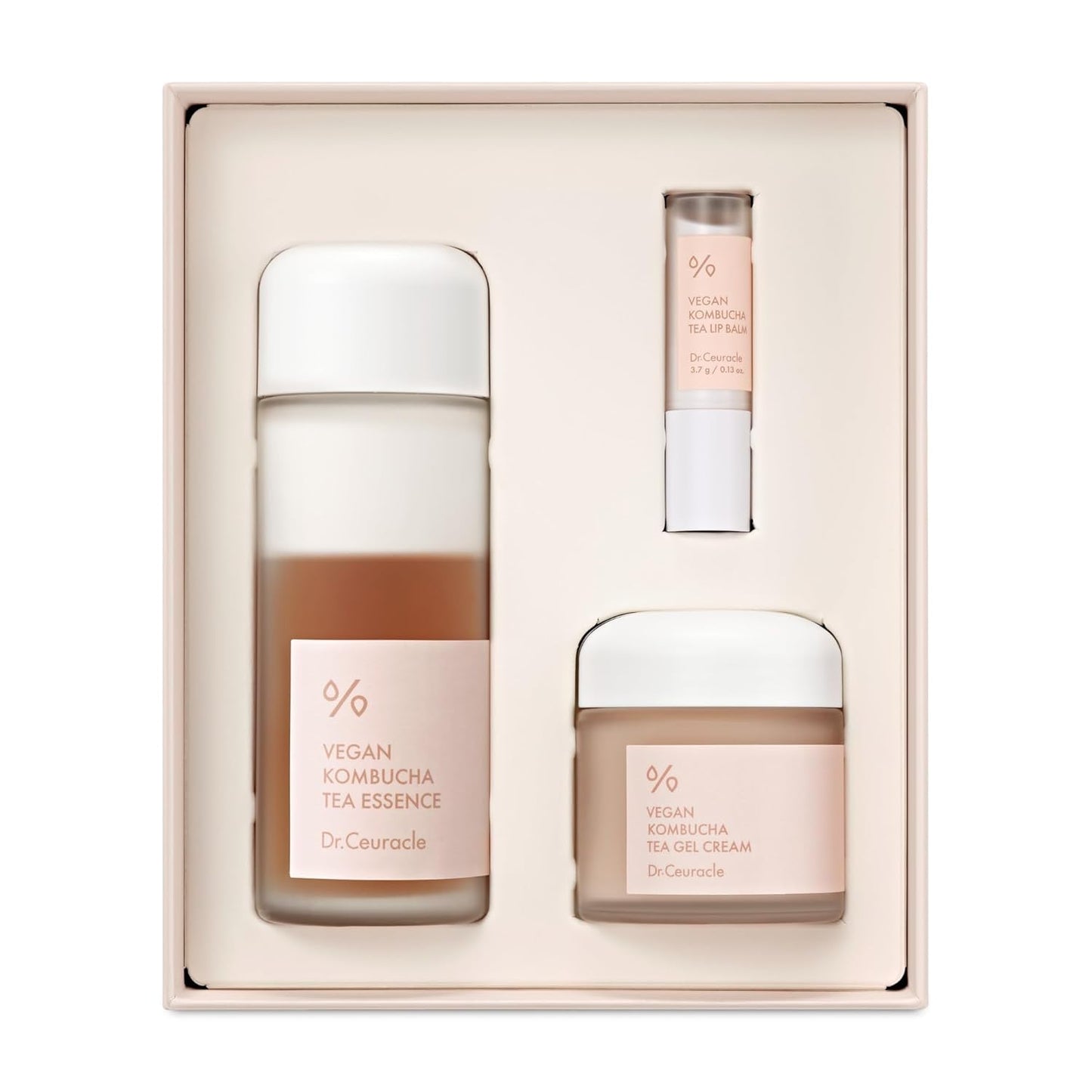 Dr.Ceuracle Vegan Kombucha Tea Special Set - Korean Skincare Set, Hydrating and Nourishing Gift Set included Essence, Gel Cream, Lip Balm