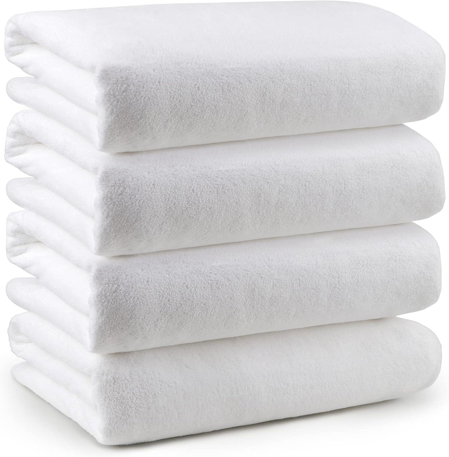 Orighty Bath Towel Pack of 4(27’’ x 54’’) - Soft Feel White Bath Towel Sets, Highly Absorbent Microfiber Towels for Body, Quick Drying, Microfiber Towels for Sport, Yoga, SPA, Fitness