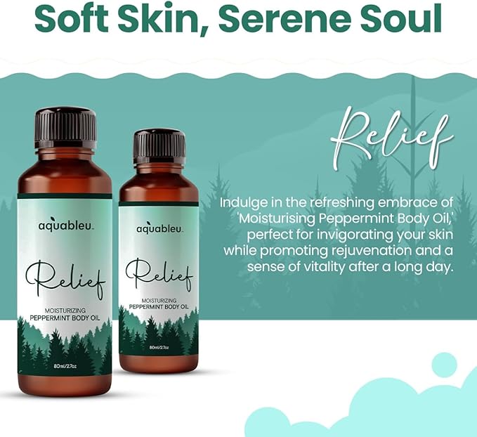 Peppermint Massage Oil – Aromatherapy Blend for Refreshing Relief – 80ml Bottle – Energizing and Rejuvenating – Great Gift for Women