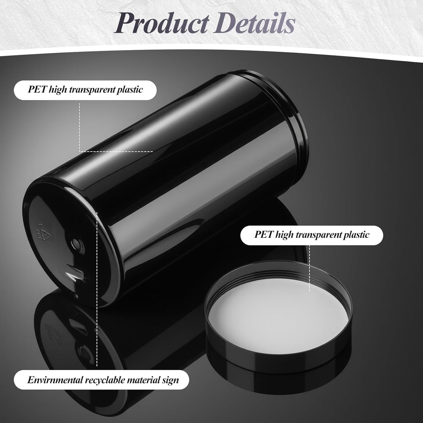 SATINIOR 12 Pack 32 oz Plastic Container Jars with Lids Round Clear Travel Cosmetic Container Slime Jar for Toiletries, Lotion, Cream, Ointment, Makeup, Rhinestone, Sample, Kitchen Storage(Pure Black)