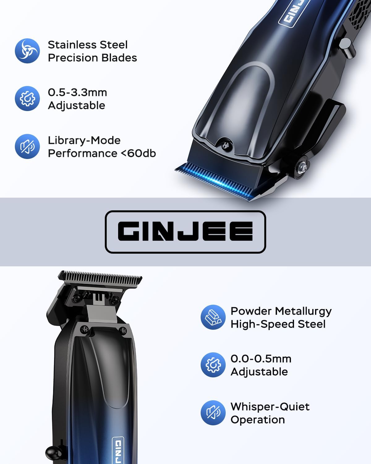 Professional Hair Clippers for Men Cordless & Corded - Rechargeable Barber Clipper & Trimmer Set with Fade Lever for Home Haircuts, Grooming Kit with Guide Combs, with Travel Case