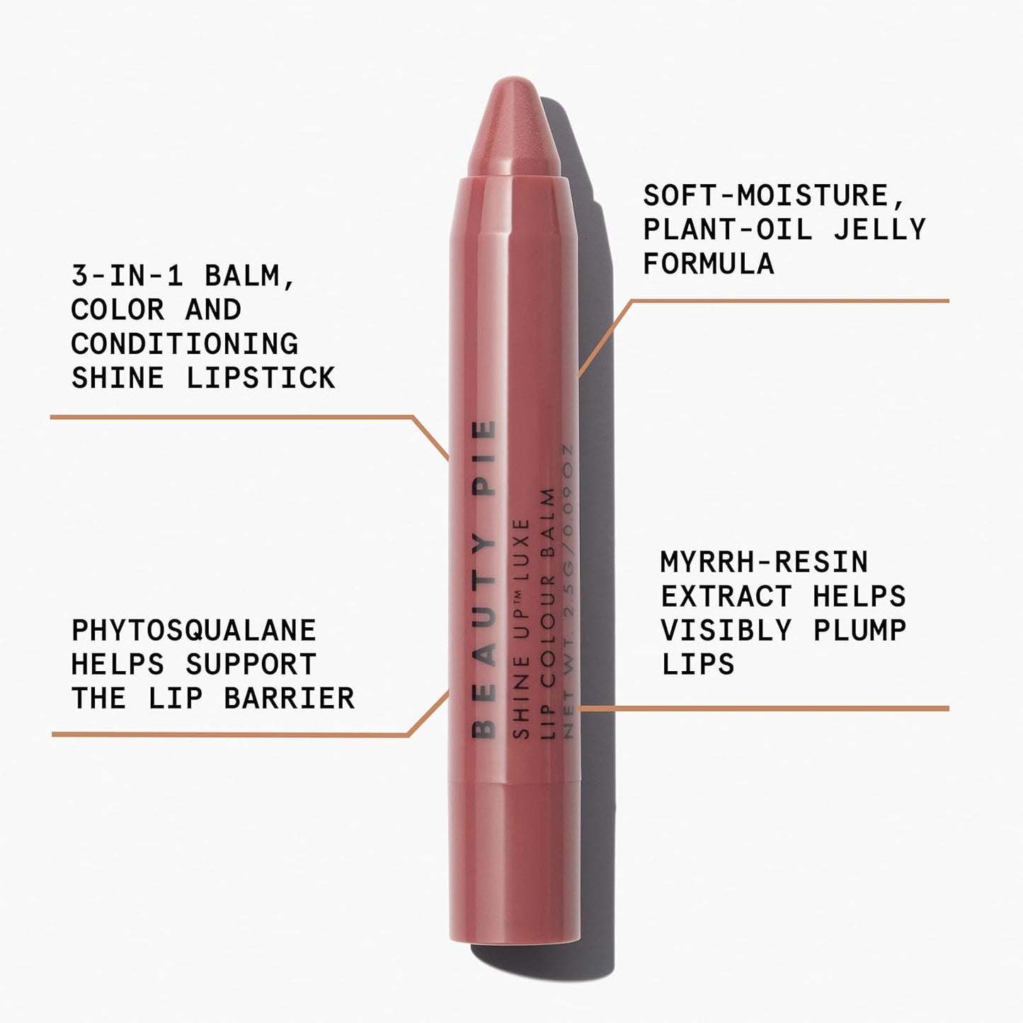 Beauty Pie Shine Up Luxe Lip Colour Balm Stick (Baby Bare) For Hydrating, Softening & Soothing Lips