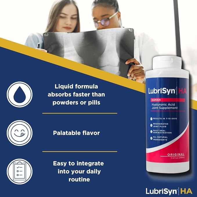 LubriSynHA Human Joint Supplement, Original 3 x 11.5oz – All-Natural, High-Molecular Weight Hyaluronic Acid HA - Joint Support for Women & Men – Promotes Healthy Joint Function, Made in USA, Vegan