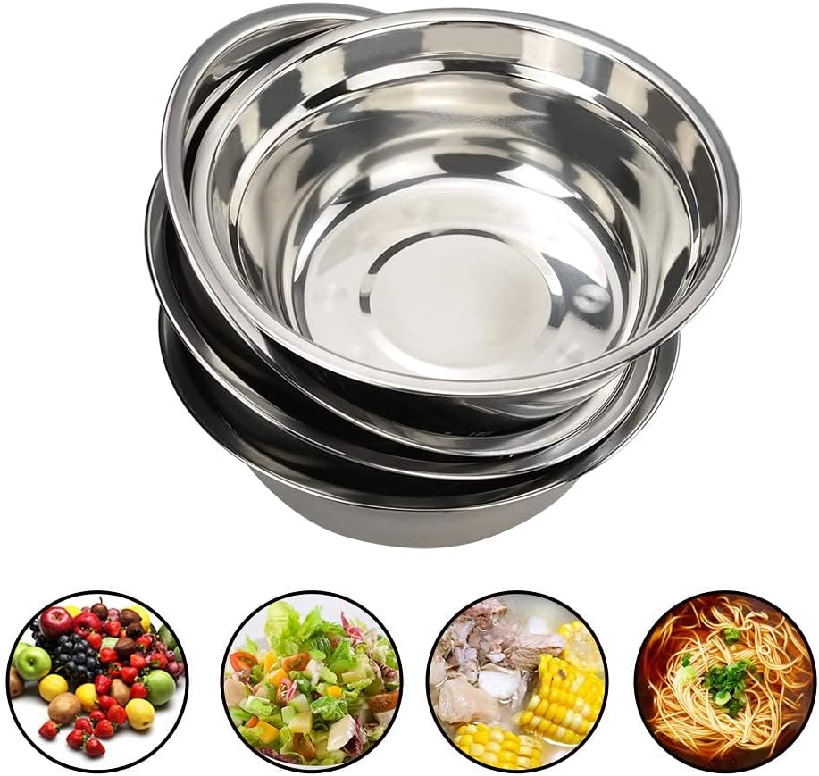 Begale 4-Pack Stainless Steel Mixing Bowls, Metal Prep Bowls