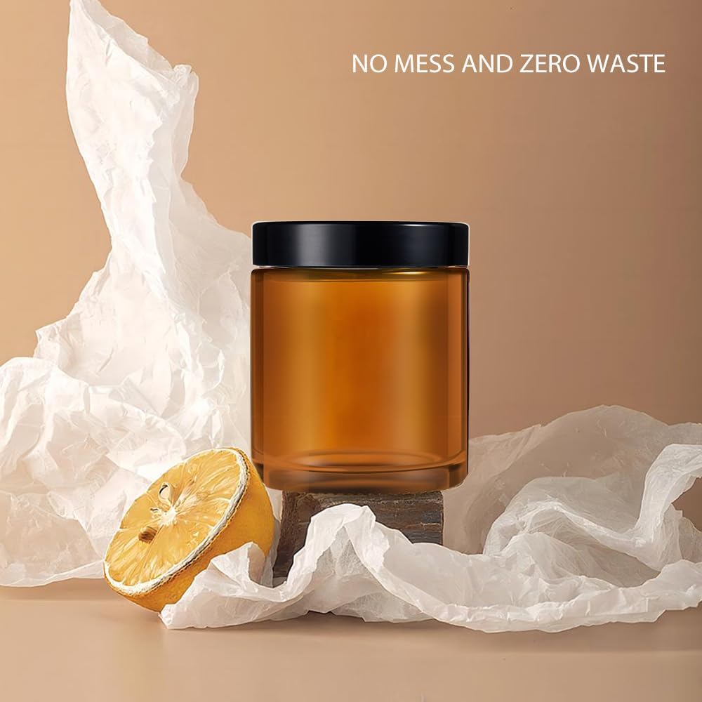 Tecohouse 4 oz Amber Glass Jar with Lids, 48 Pack Small Candle Jars with Lids & Sticker, Empty Cosmetic Containers for Sample, Cream, Spice, Lotion, Ointments Drying jar
