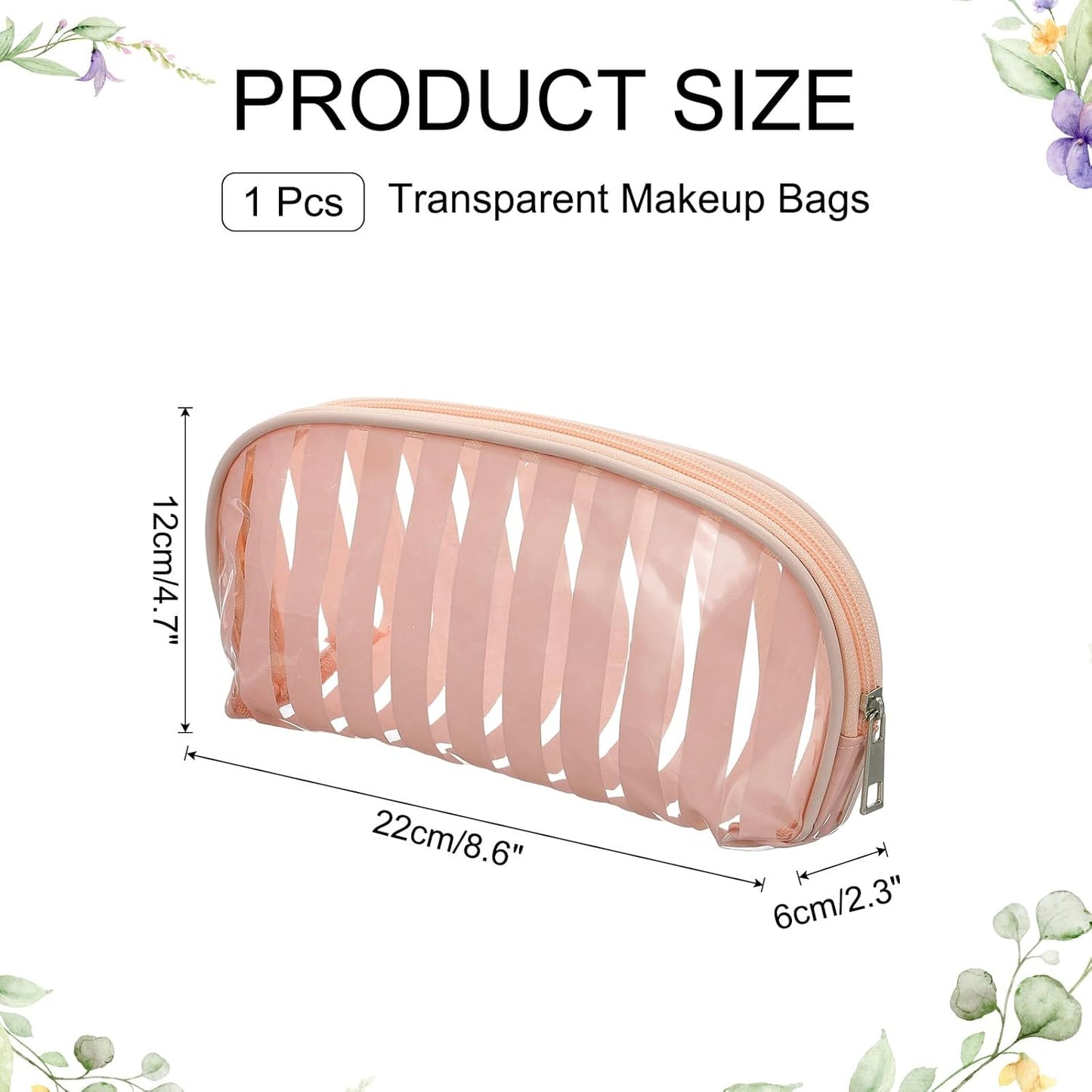 PATIKIL Clear Makeup Cosmetic Bag, 8.6"x4.7"x2.3" Transparent PVC Travel Toiletry Bag Waterproof Vinyl Organizer Makeup Pouch with Zipper for Women Men Airport Airline, Light Brown