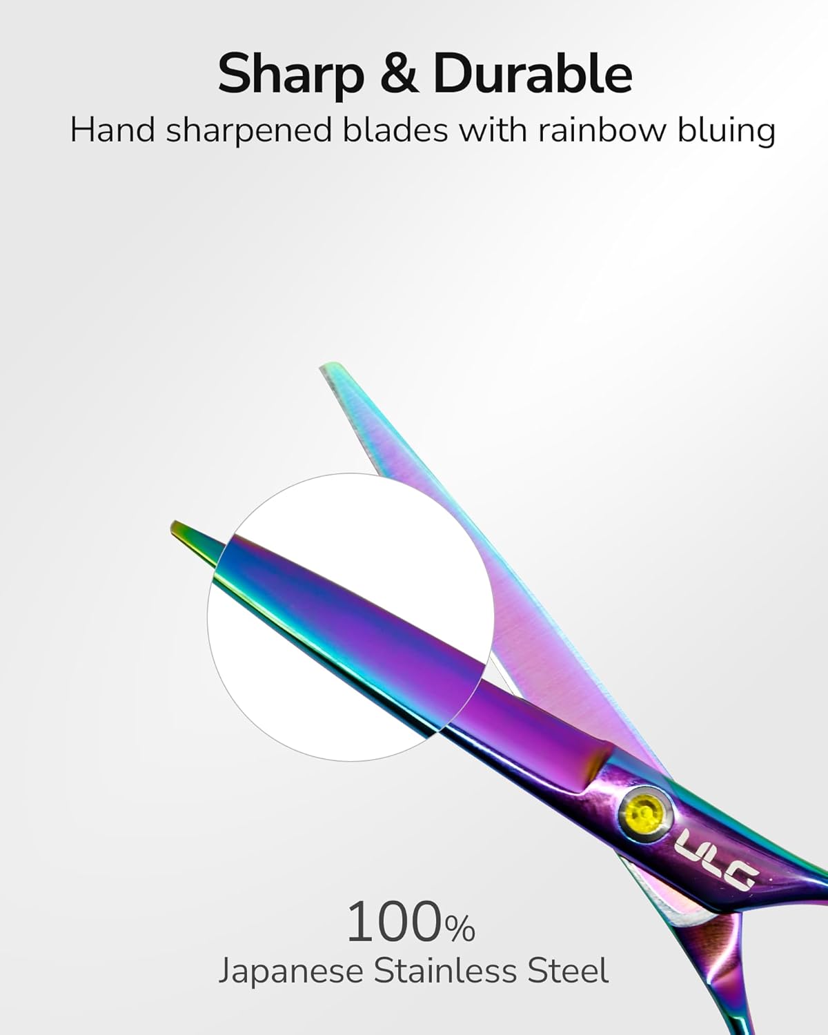 ULG Hair Cutting Scissors, Professional Hair Scissors 6.5 inch Right-Hand Razor Edge Barber Shears Salon Hair Cutting Shears Made of Japanese Stainless Steel, Hand Sharpened Rainbow