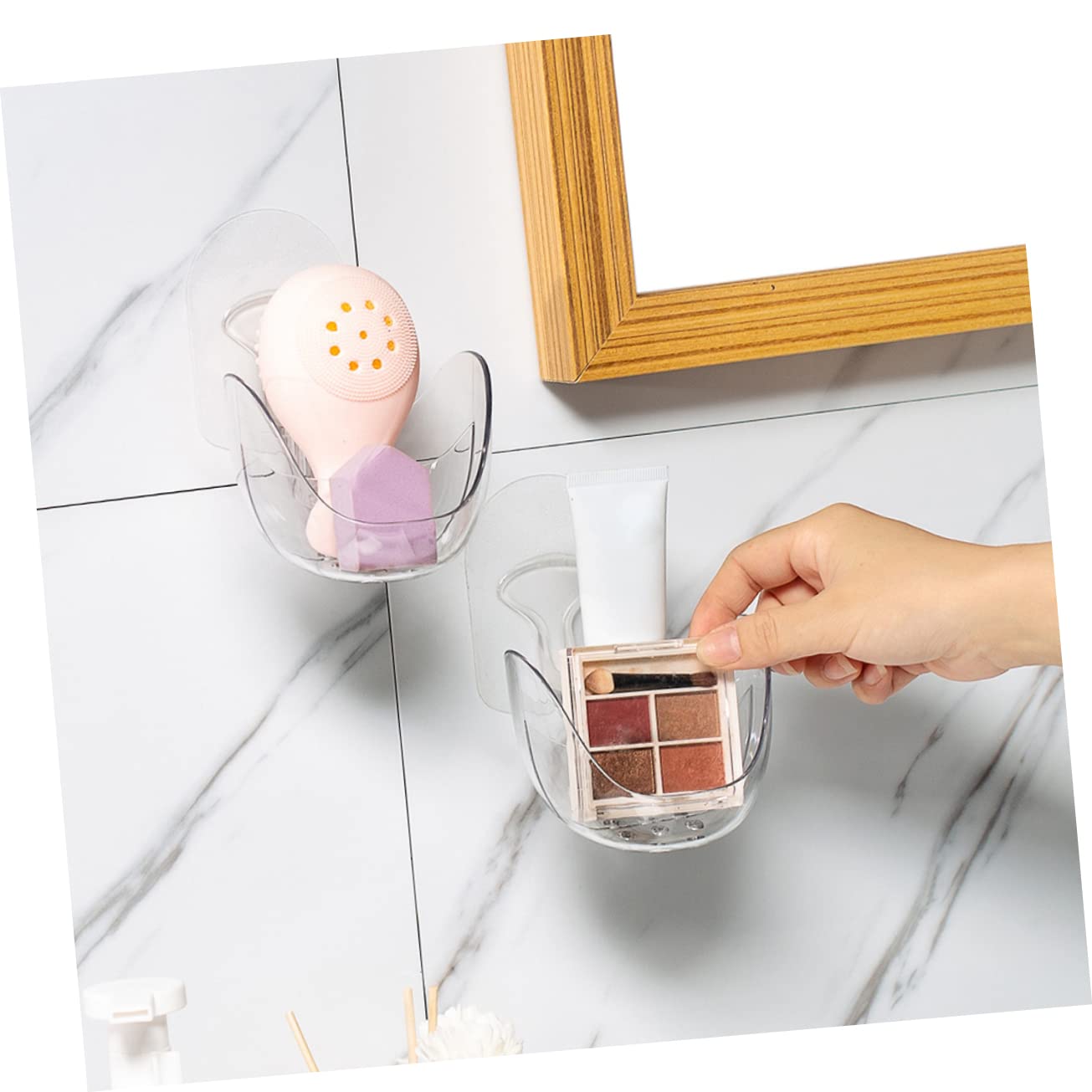 2pcs Powder Puff Holder Stylish Makeup Sponge Storage Racks for Easy Access and Drying for Bathroom and Vanity Organization