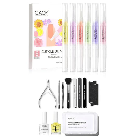 GAOY Cuticle Remover Kit with 6Pcs Cuticle Oil Pen Set