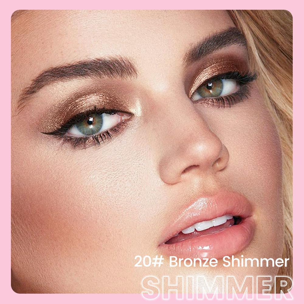 evpct 1Pcs Bronze Shimmer Cream Eye Shadow Brightener Sticks for Eyes Waterproof Pigmented, Double Ended Cream Eyeshadow Stick Pencil Pen with Applicator, Eye Shadow Palette Highlighter Makeup 20