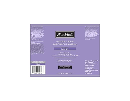 Bon Vital' Swedish Massage Lotion for Skin Tone Improvement, Dry Skin Repair, Increased Circulation, and Stress Relief, Great for Massage Therapists Who Perform Swedish and Sports Massages, 8 Oz