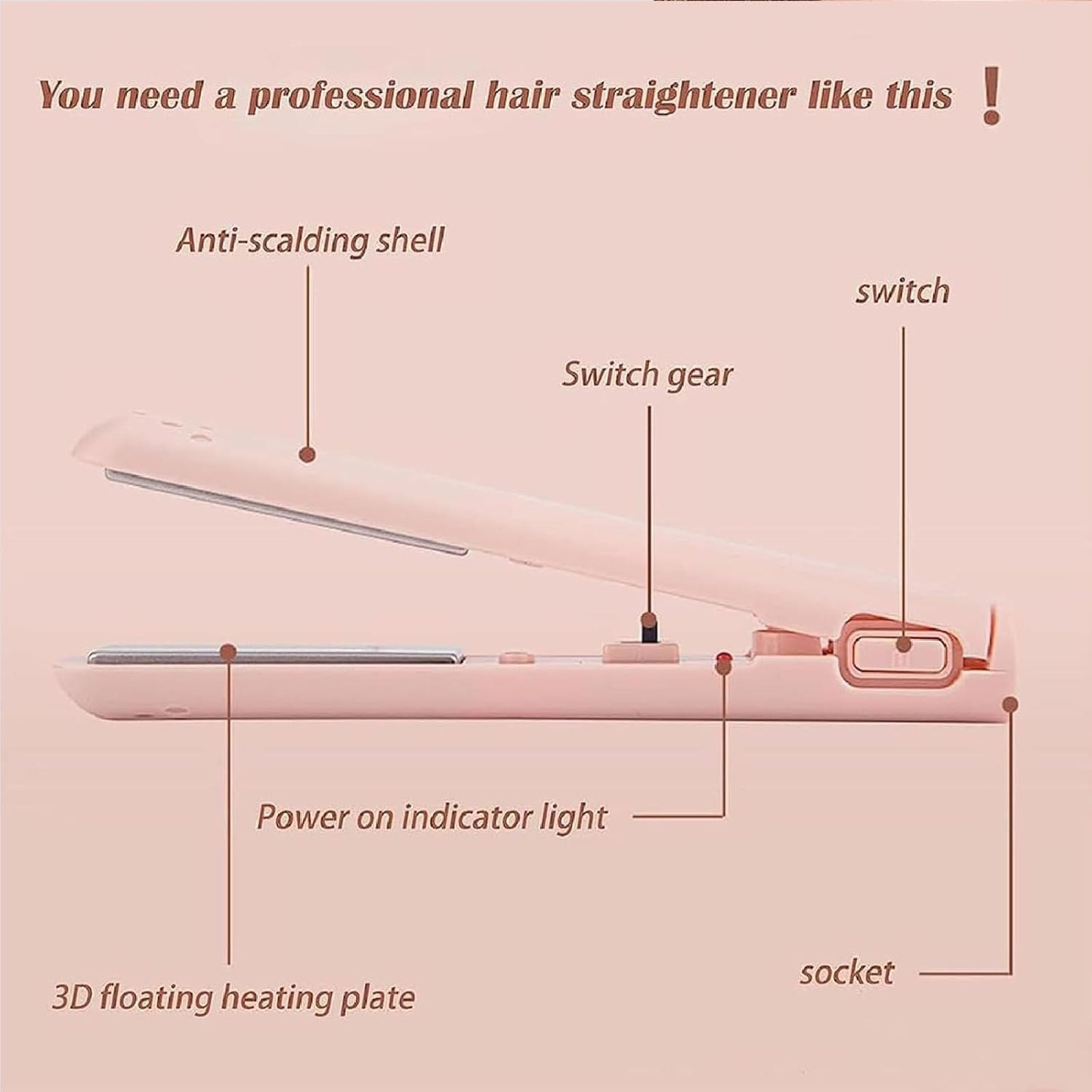 Mini Dual-Purpose Curling Iron, Dual Glam Curling Wand & Flat Iron Hair Straightener for All Hair Types (Blue)