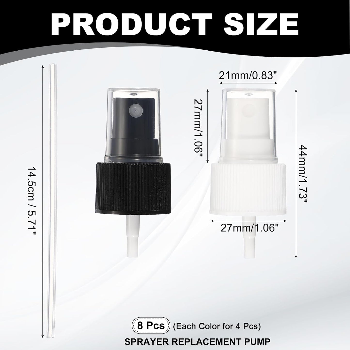 Fine Mist Spray Top, Spray Bottle Top Nozzle Sprayer Reusable Replacement for 24 Caliber Bottles Pump - Fitting For(Essential Oil Bottle/Perfumes/Cleaning Solution) 8 Pcs & 2 Color