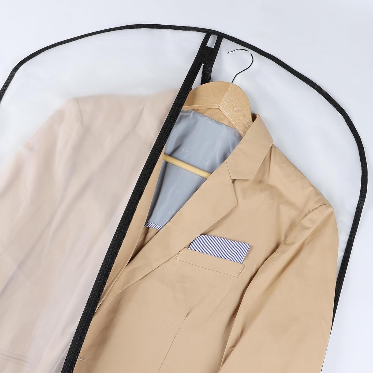 Kntiwiwo Garment Bags Clear Suit Bag for Closet Storage Hanging Clothes Dress Cover Bags (40"12pcs-Black Edges)