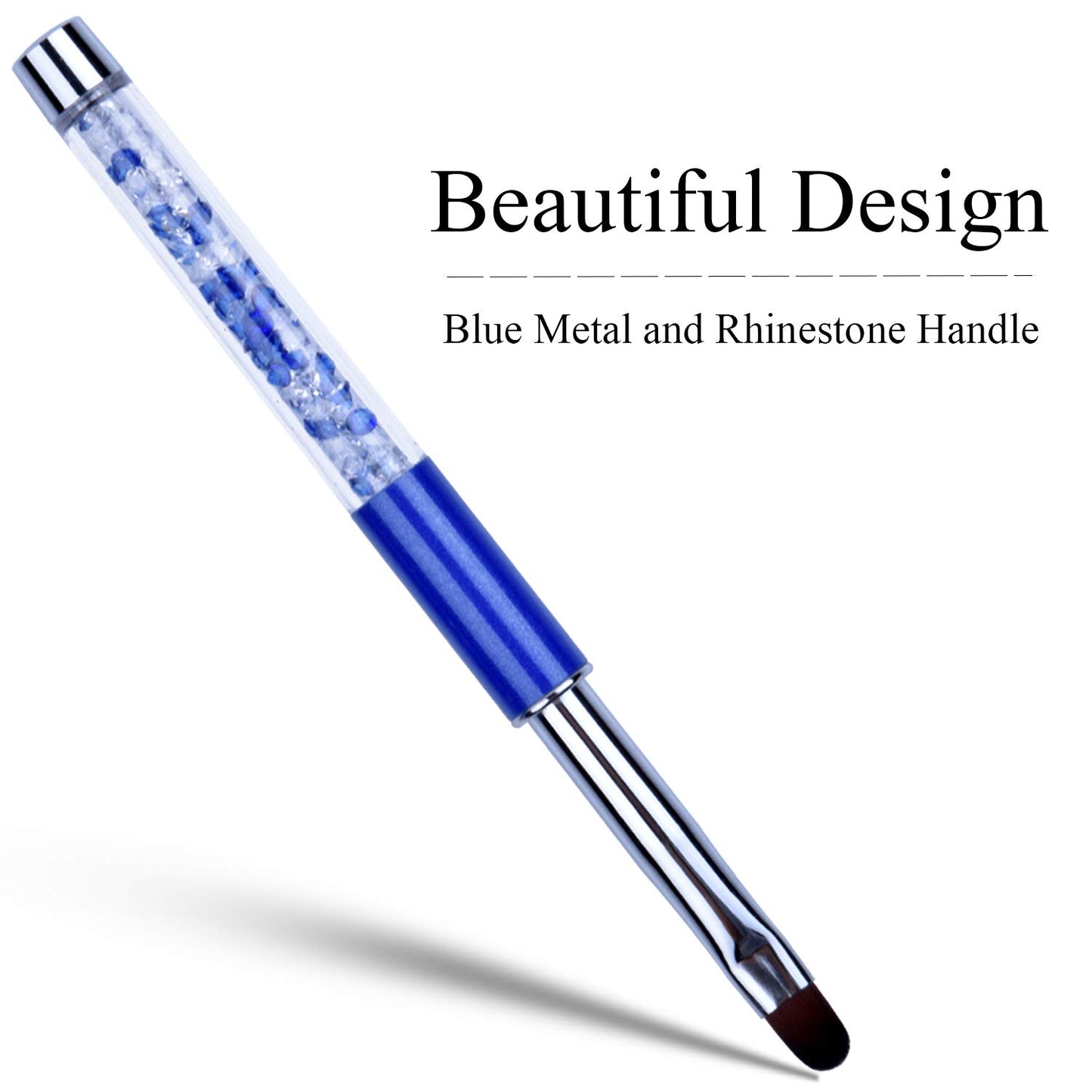 1Pcs Oval UV Gel Nail Brush Rhinestone Handle Professional Nail Art Tools Size 8