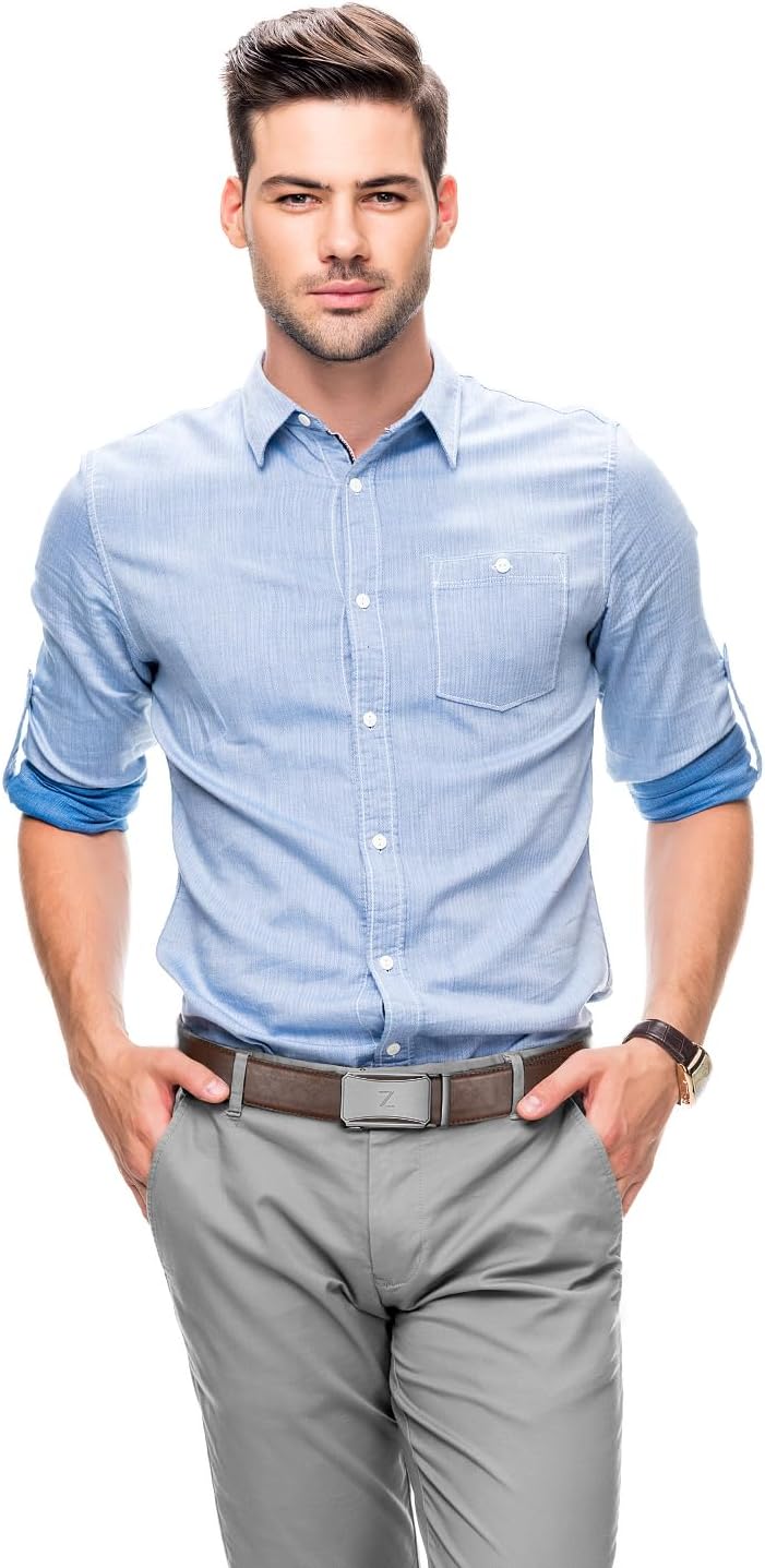 Zitahli Belt Men, Ratchet Belt Dress with 1 3/8" Premium Leather,Slide Belt with Easier Adjustable Automatic Buckle