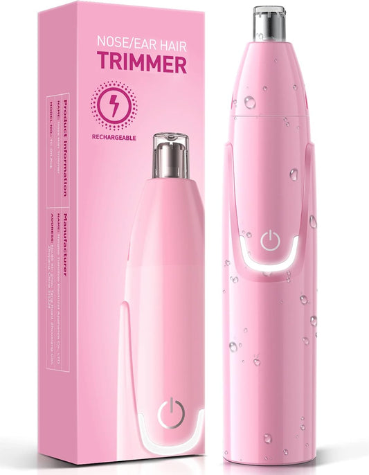 ZORAMI Rechargeable Ear and Nose Hair Trimmer - 2025 Professional Painless Eyebrow & Facial Hair Trimmer for Men Women, Powerful Motor and Dual-Edge Blades for Smoother Cutting Pink