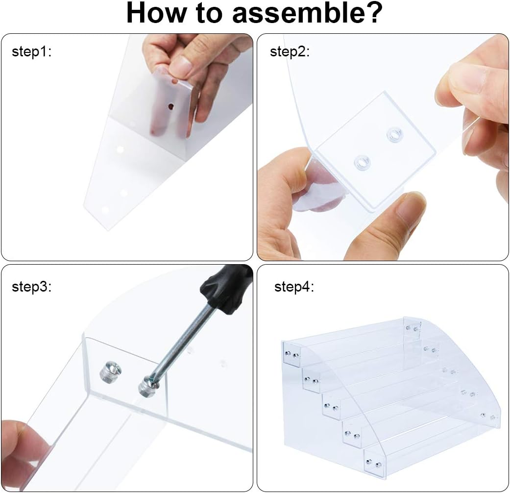 KINGROW Nail Polish Organizer Holder Rack 5 Layers Acrylic Display Rack Eyeglasses Shelf Essential Oils Ink Storage Holds Up to 80 (Fit 1-2oz Bottles)