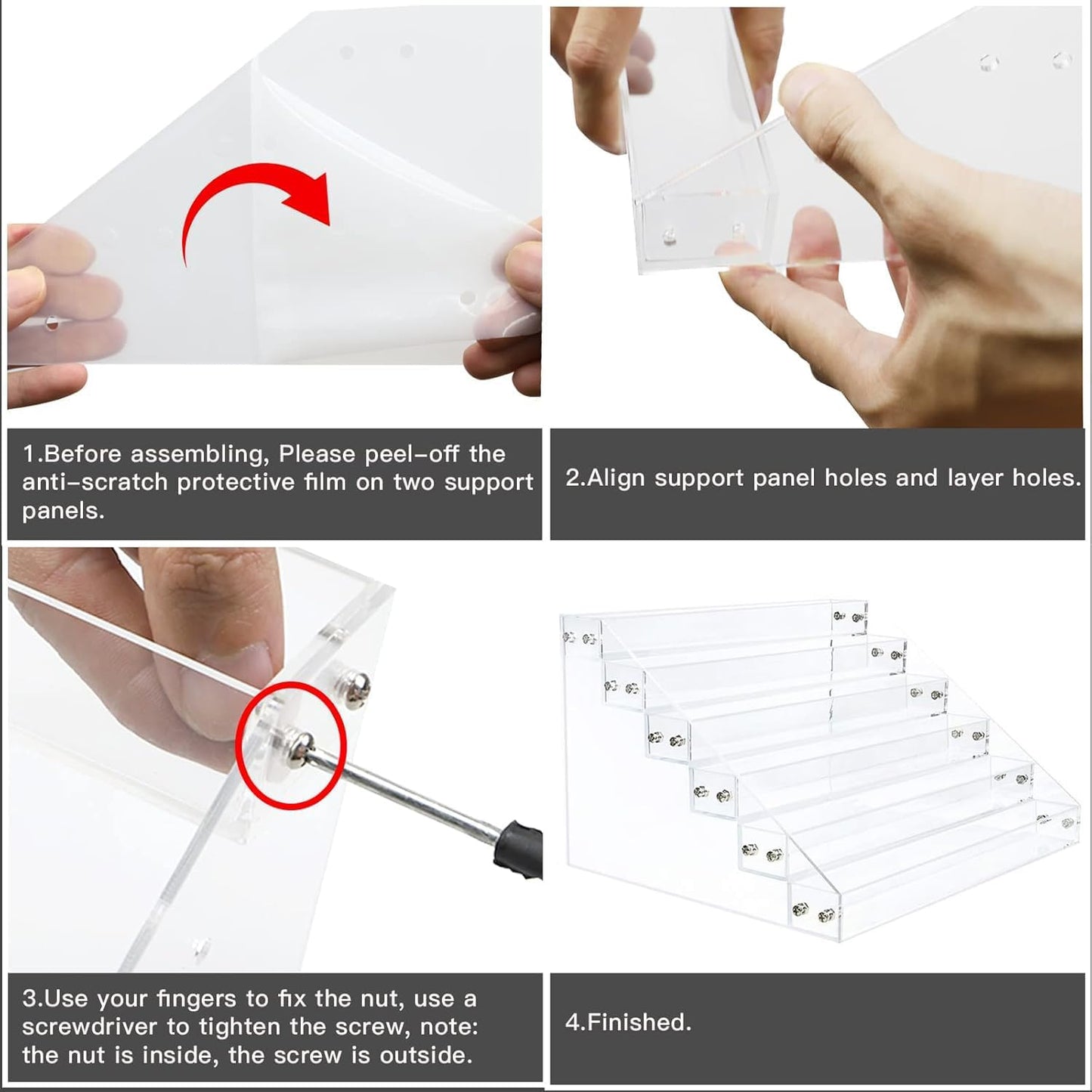 Kingtaily Organizer Rack Stand Holder Large Capacity Acrylic Clear 6 Layers for Nails Polish Essential Oil Lipstick Sunglasses