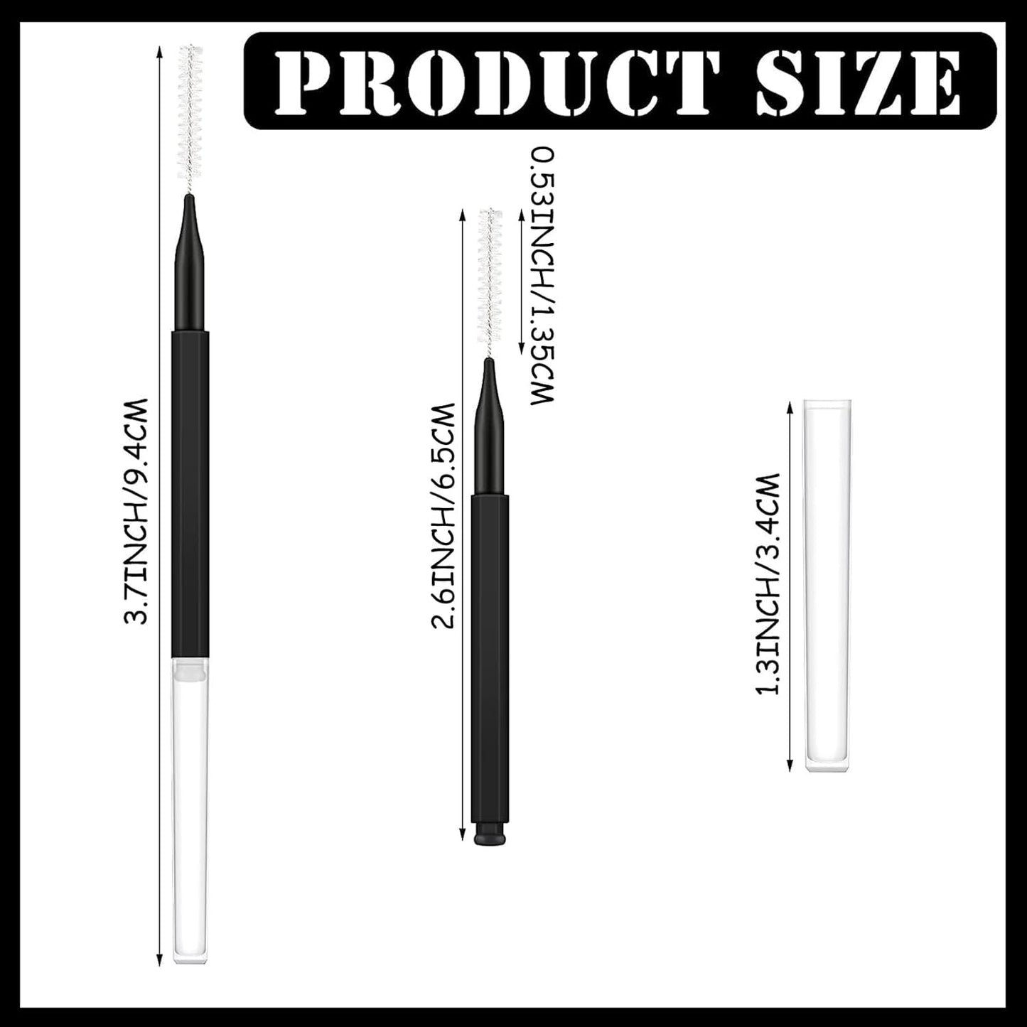 Patelai 150 Pieces Micro Eyebrow Brush with Cap Brow Lamination Spoolie Comb Lift Tools Lash Filler Eyelashes Extensions Eyebrows(Black)