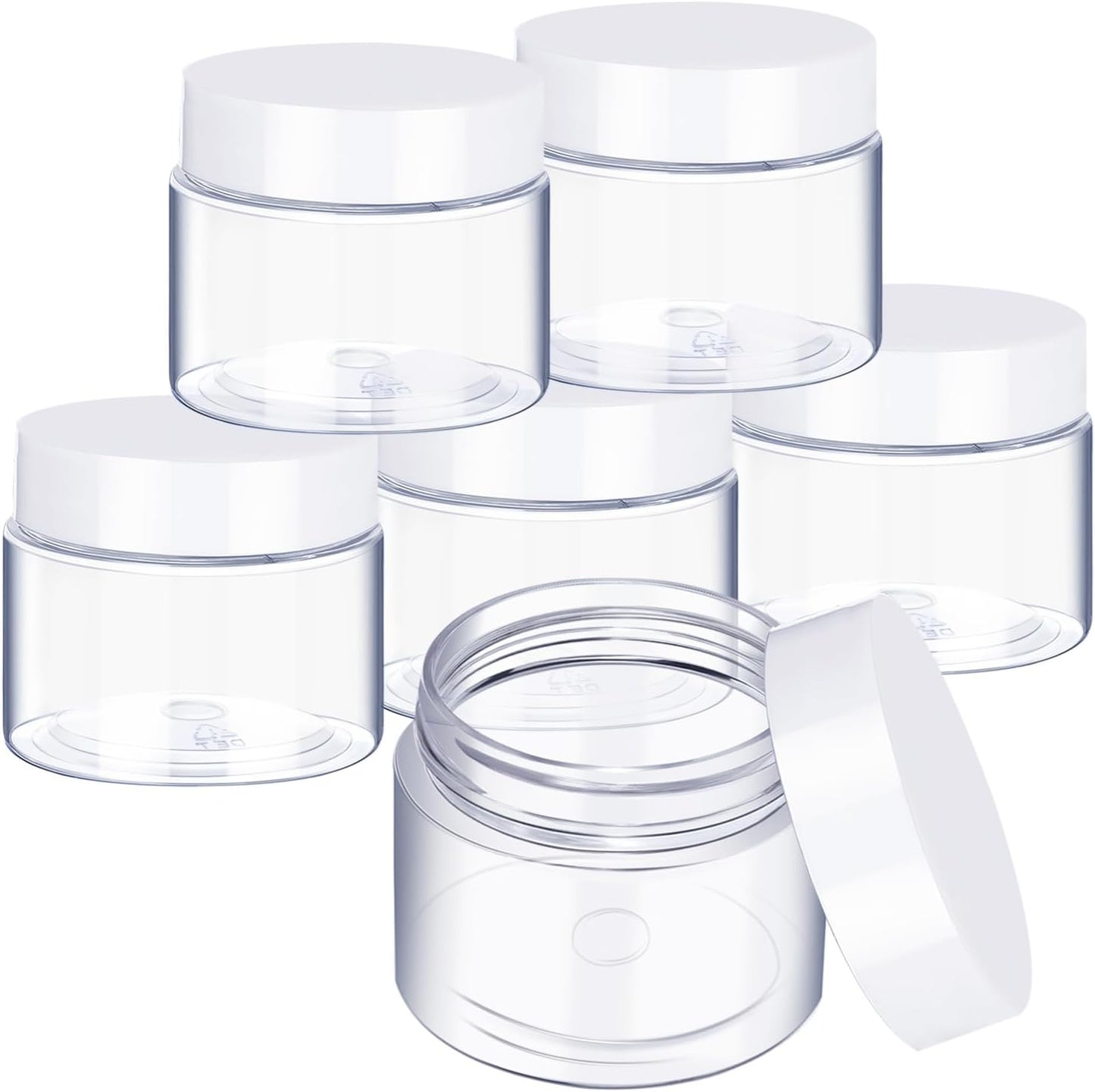 SATINIOR 6 Pack 1 oz Plastic Jars Containers with Lids Wide-mouth Refillable Leakproof Reusable Round Empty Jars for Travel Cosmetic Dry Food Spice Candy Cookie Home Kitchen Organizing(White)