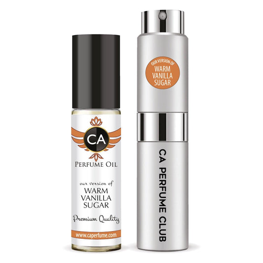 CA Perfume Duo Impression of Warm Vanilla Sugar For Women And Men Perfume Layering Set Long Lasting Travel Size EDP + Body Oil Roll-On Bottle 0.27 Fl Oz+0.33 Fl Oz