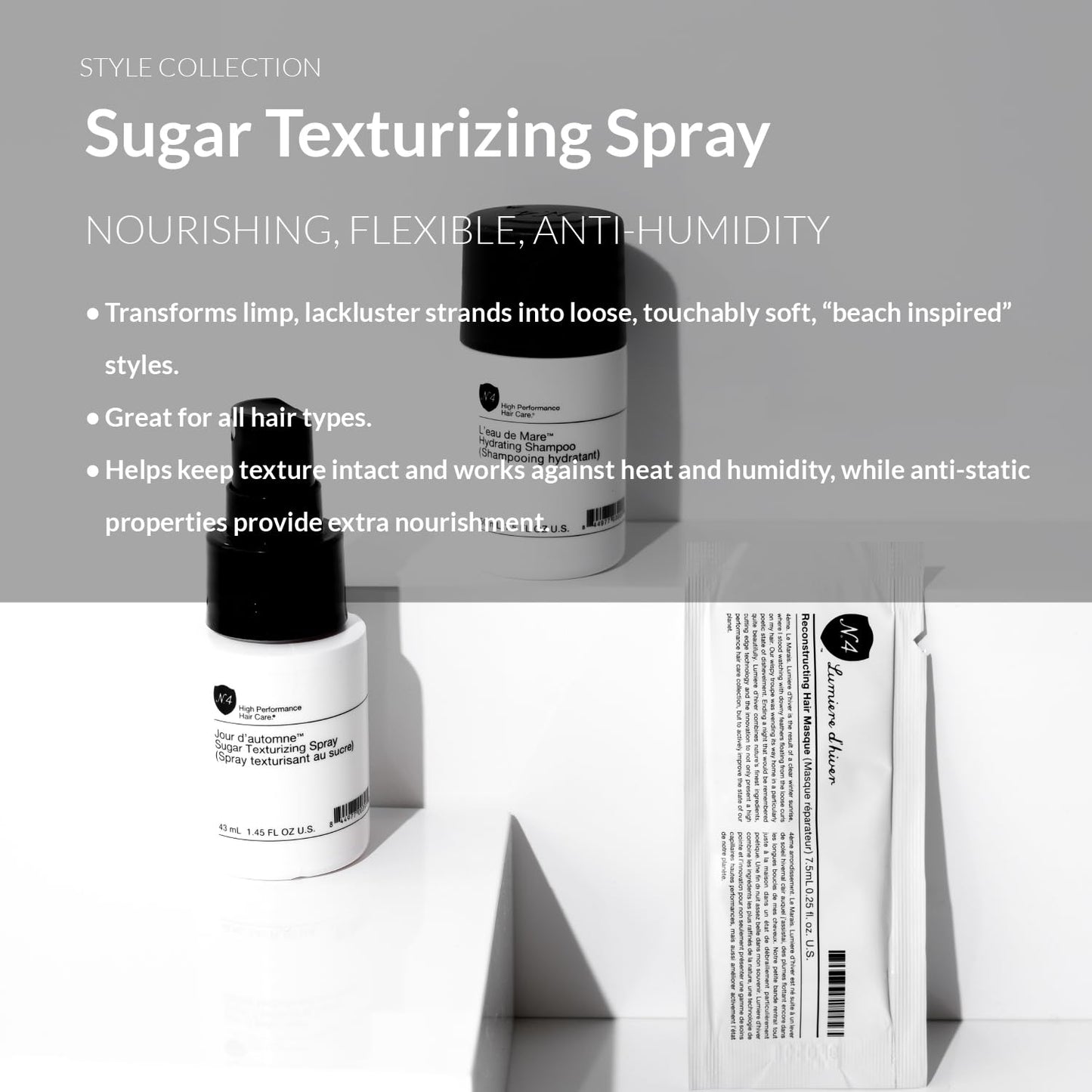 Number 4 Mini Sugar Texture Spray for Hair, Hair Styling Product for Beach Inspired Waves, Travel-Size Texturizing Spray,1.45 oz