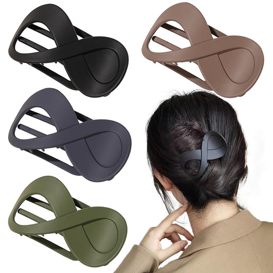 4 PCS French Concord Curved Hair Claws for Women, 3.35 Inch Volume No Slip Grip Banana Clamps for Strong Hold Hair Styling Accessories