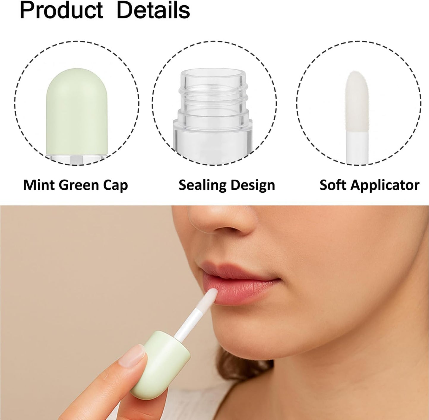 10 Packs 5ml Capsule Lip Gloss Tubes with Wand Applicator Empty Refillable Lipstick Bottles Travel Mini Cosmetic Containers for DIY Lip Gloss, Lip Oil, Liquid Lipstick