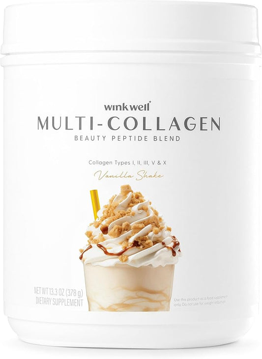 Delicious Vanilla Shake Collagen Protein Powder Mix | 5 Types 1,2,3,5 & 10 of Collagen in one Mix | Zero Sugar Formula | Hair, Skin and Joint Formula