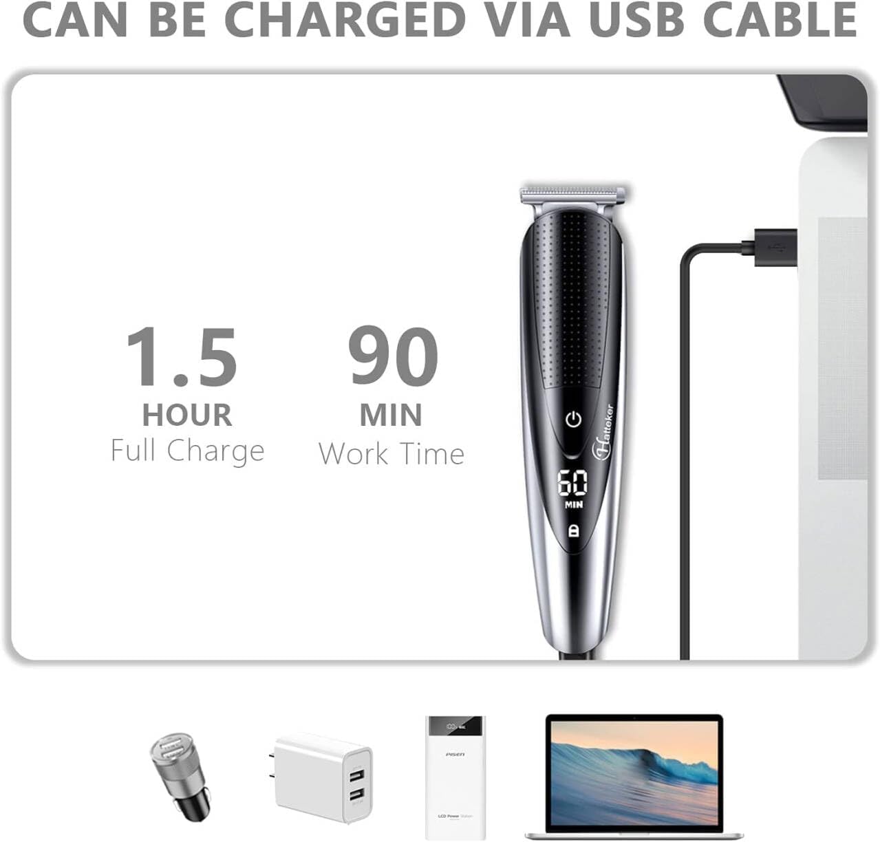 Hatteker Mens Beard Trimmer Grooming kit Hair Trimmer Mustache Trimmer Body Groomer for Nose Ear Facial Hair Cordless Waterproof 5 in 1