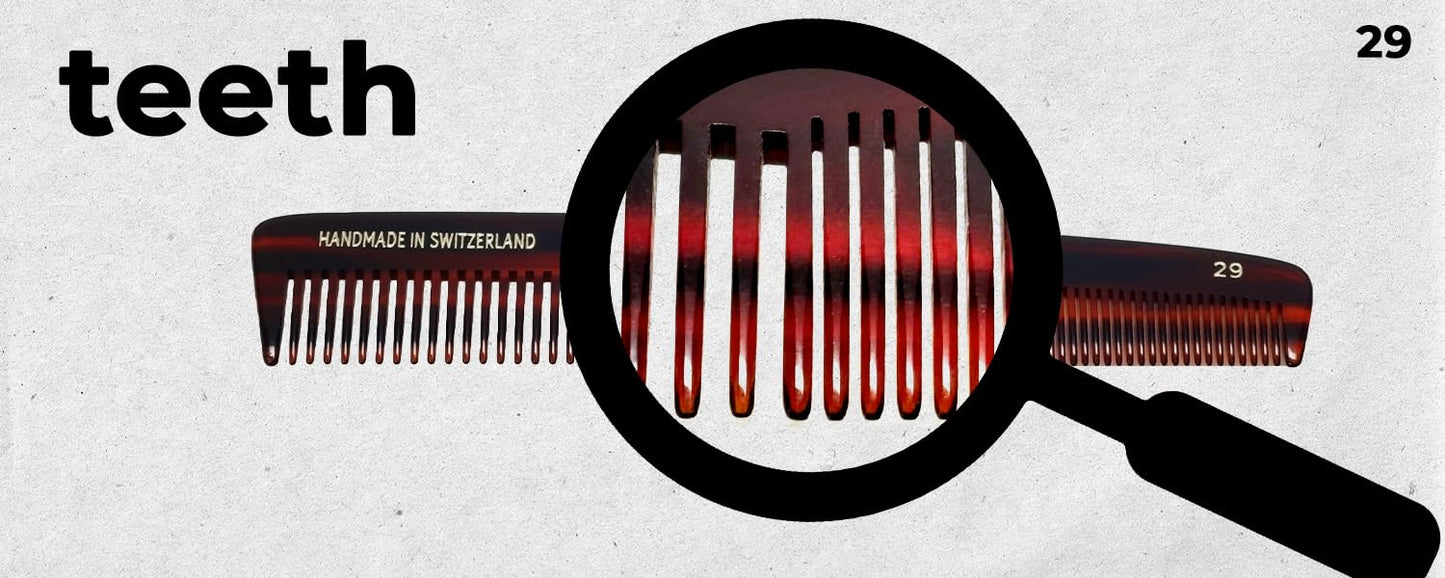 #29 Handmade Wide Narrow Tooth Comb Tortoise Havana Acetate Thick Coarse Curly Thin Fine Straight Hair Detangling Parting Grooming Teasing Hair Styling Hairdresser Barber Hairdressing Wet Dry