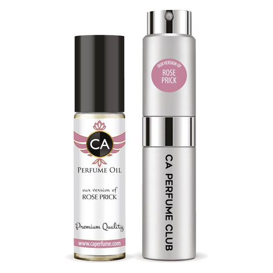 CA Perfume Duo Impression of Rose Prick For Women And Men Perfume Layering Set Long Lasting Travel Size EDP + Body Oil Roll-On Bottle 0.27 Fl Oz+0.33 Fl Oz