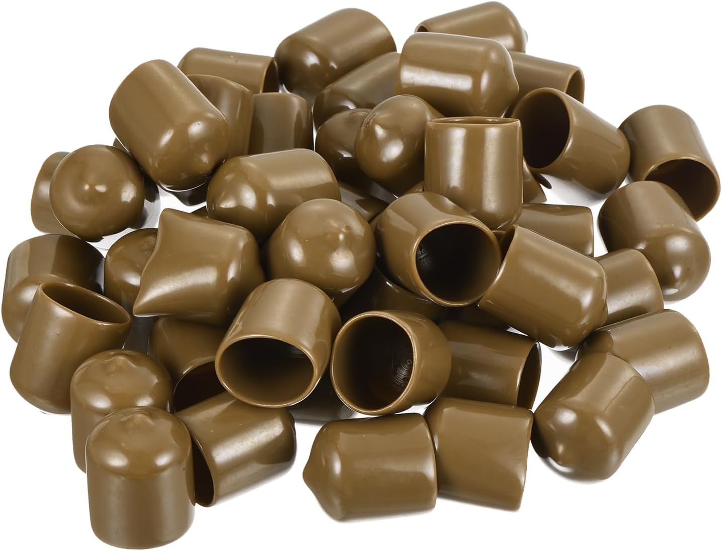 uxcell 50pcs Rubber End Caps 17mm ID Vinyl PVC Round Tube Bolt Cap Cover Screw Thread Protectors Light Brown, 0.67 inch