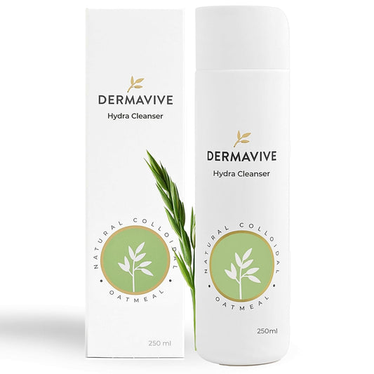 Dermavive Hydrating Facial Cleanser, Soap-Free Gentle Cleanser with Colloidal Oatmeal & Vitamin E, Soothes & Moisturizes Dry Sensitive Skin, Suitable for All Skin Types, 250ml (8.5oz)