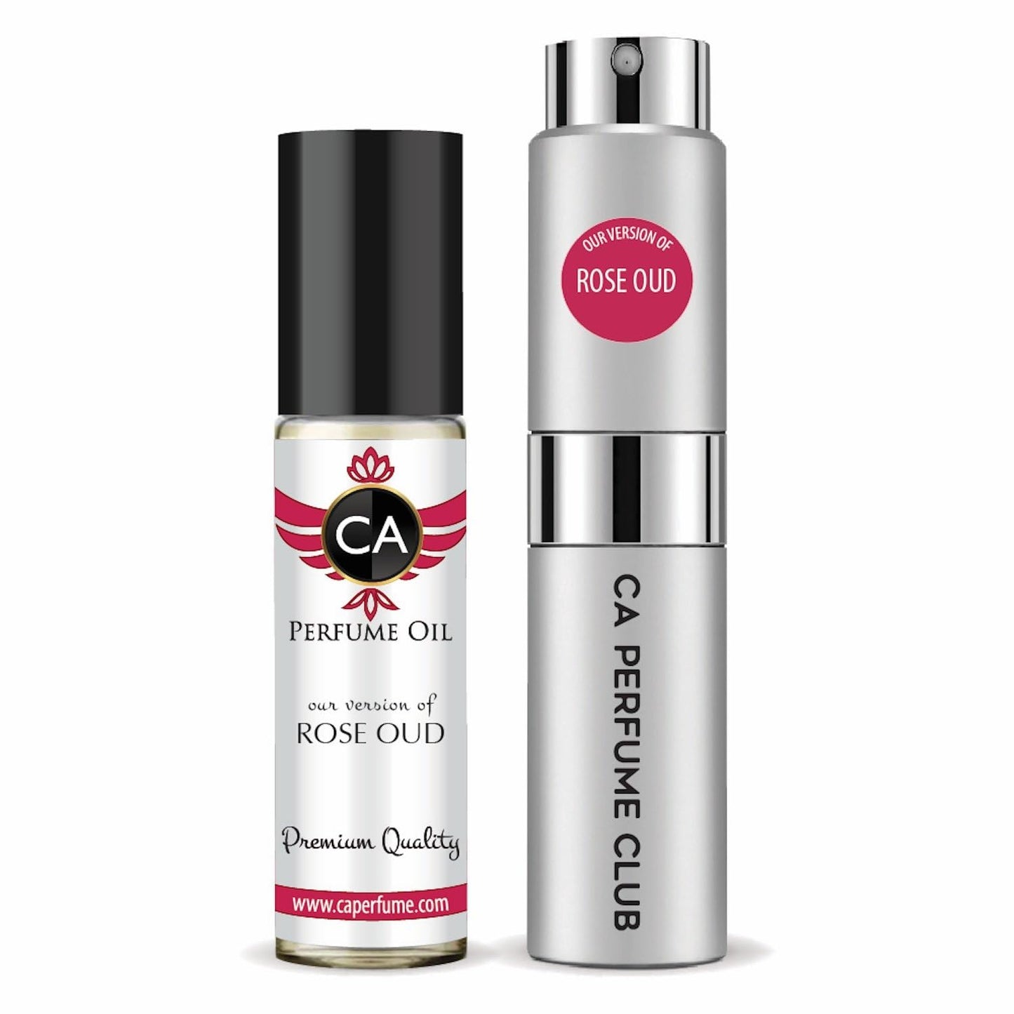 CA Perfume Duo Impression of Rose Oud For Women And Men Perfume Layering Set Long Lasting Travel Size EDP + Body Oil Roll-On Bottle 0.27 Fl Oz+0.33 Fl Oz