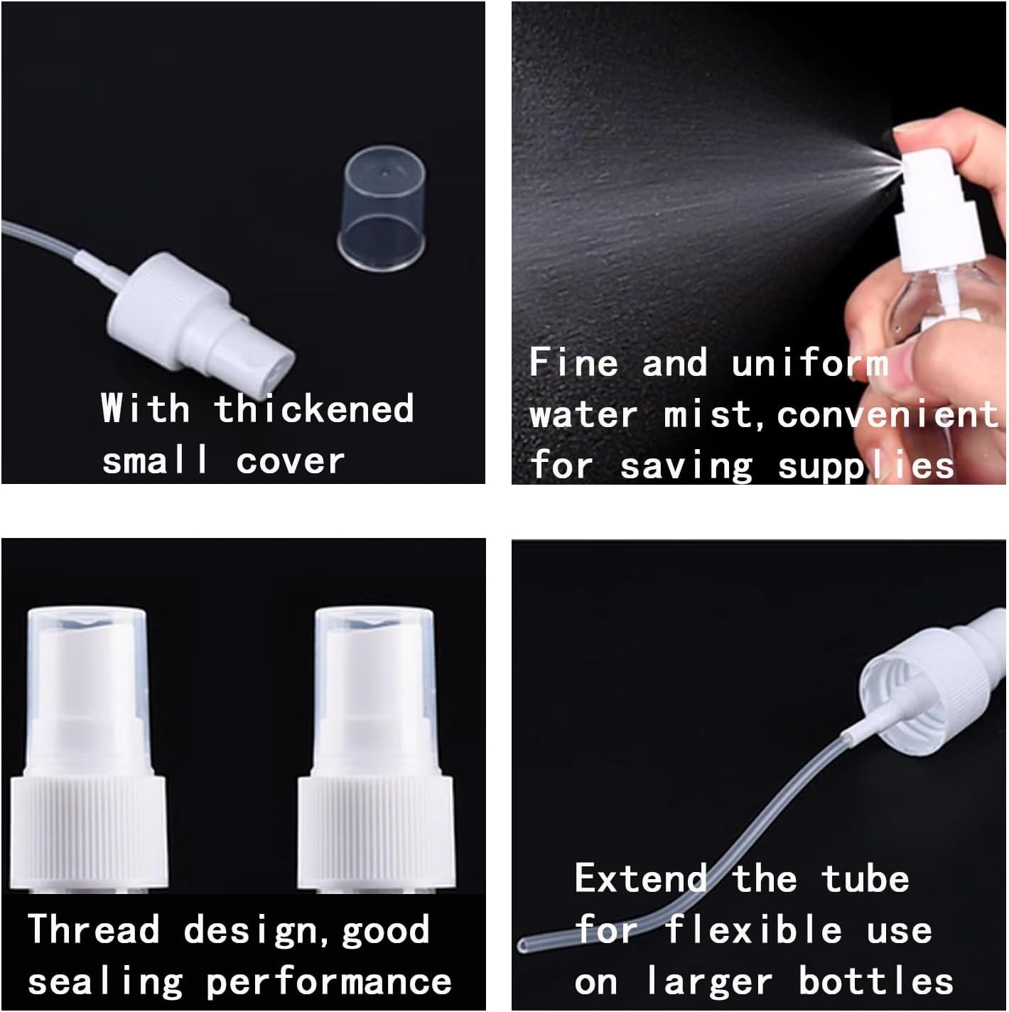 10 Pcs Spray Bottle Top, Nozzle Sprayer Tops, Replacement Pump for Essential Oil Bottles, Dispenser Caps Fine Mist Sprayer for Cosmetic(24/410 Cap Size) white